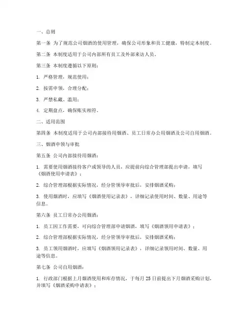烟酒使用管理制度模板