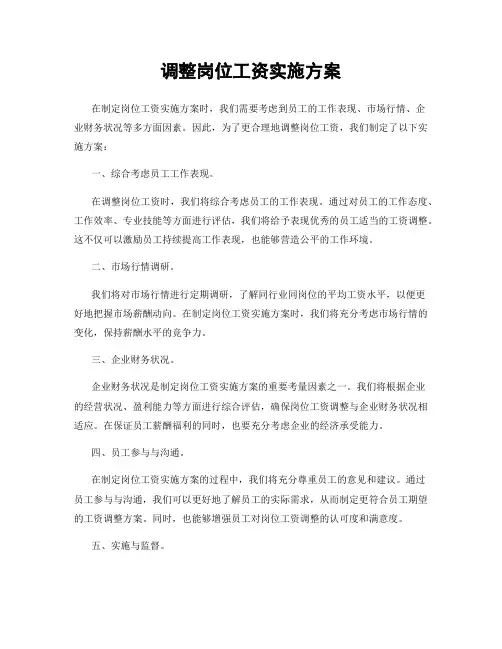 调整岗位工资实施方案