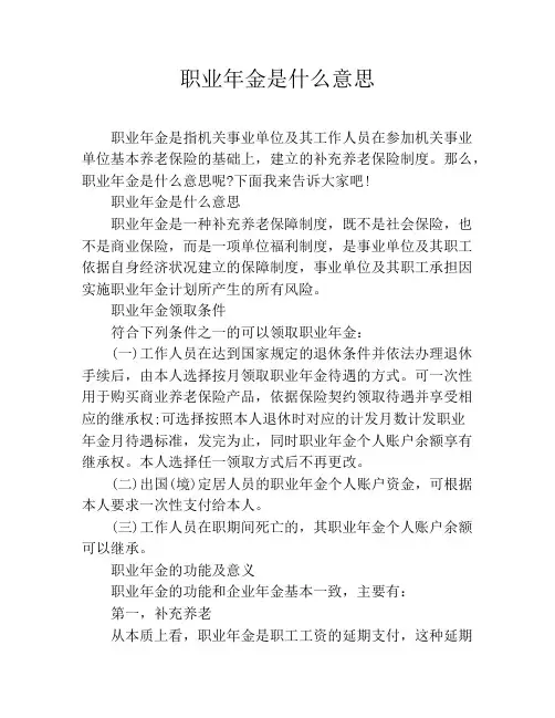 职业年金是什么意思