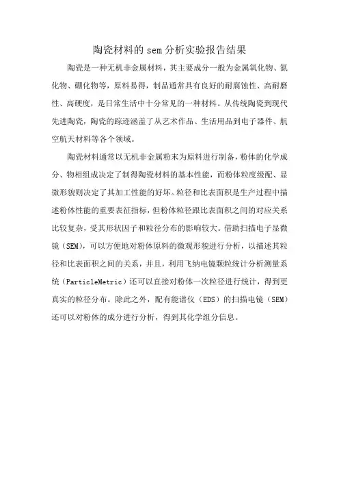 陶瓷材料的sem分析实验报告结果