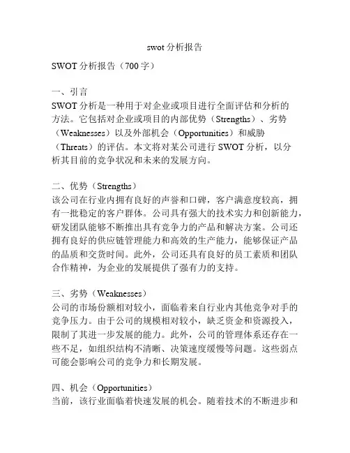 swot分析报告