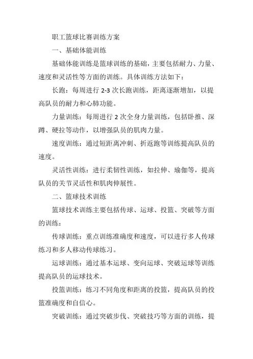 职工篮球比赛训练方案