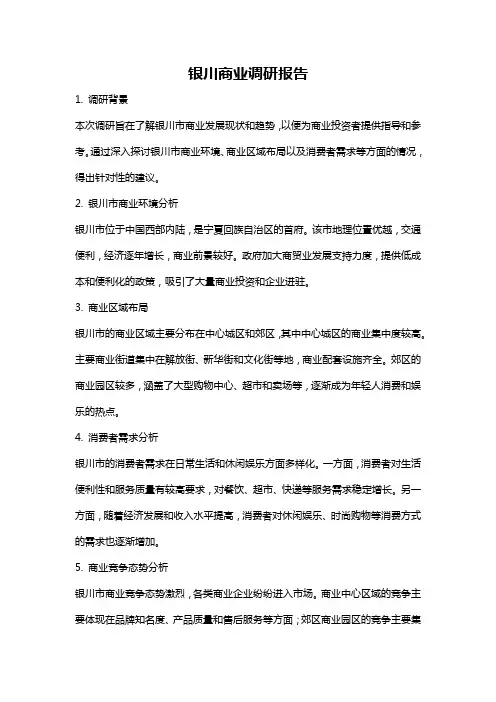 银川商业调研报告