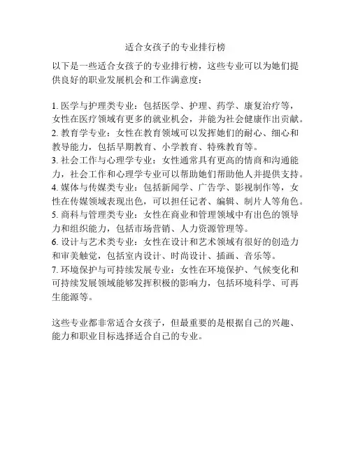 适合女孩子的专业排行榜
