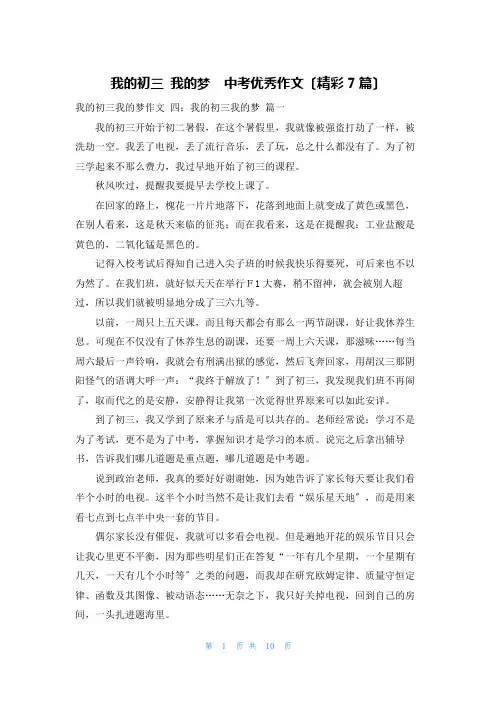 我的初三 我的梦  中考优秀作文(精彩7篇)