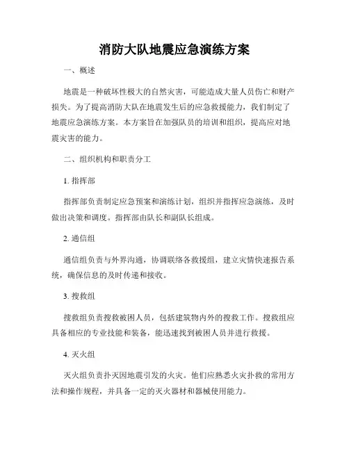 消防大队地震应急演练方案