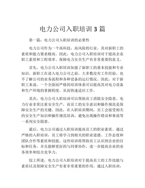 电力公司入职培训3篇