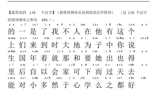 儿童识字数1000大字数体汉字数便于学习打印.docx
