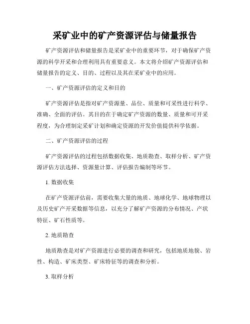 采矿业中的矿产资源评估与储量报告
