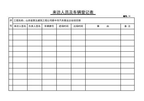 来访人员及车辆登记表