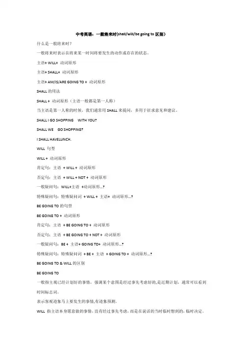 中考英语：一般将来时(shall／will／be going to区别)