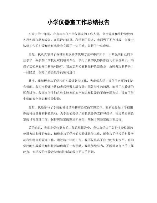 小学仪器室工作总结报告