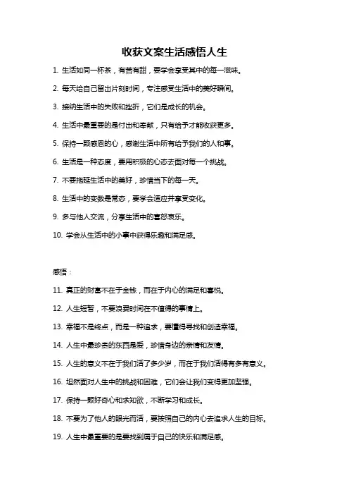 收获文案生活感悟人生