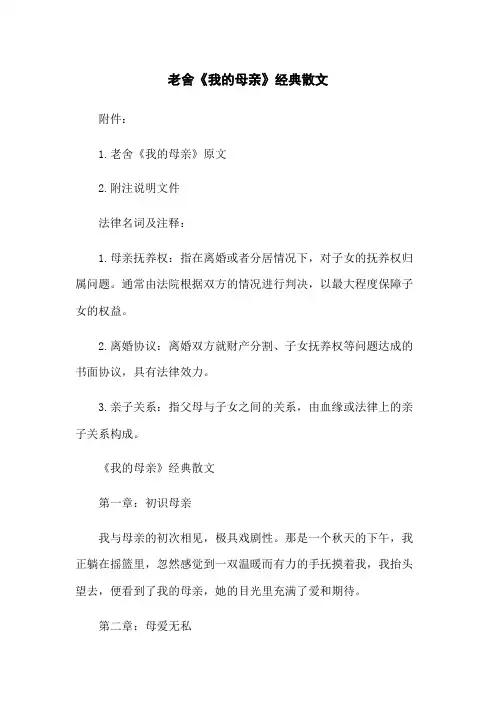 老舍《我的母亲》经典散文