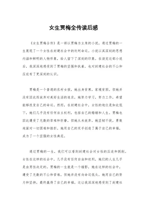 女生贾梅全传读后感