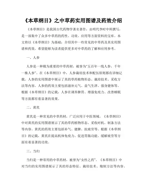 《本草纲目》之中草药实用图谱及药效介绍
