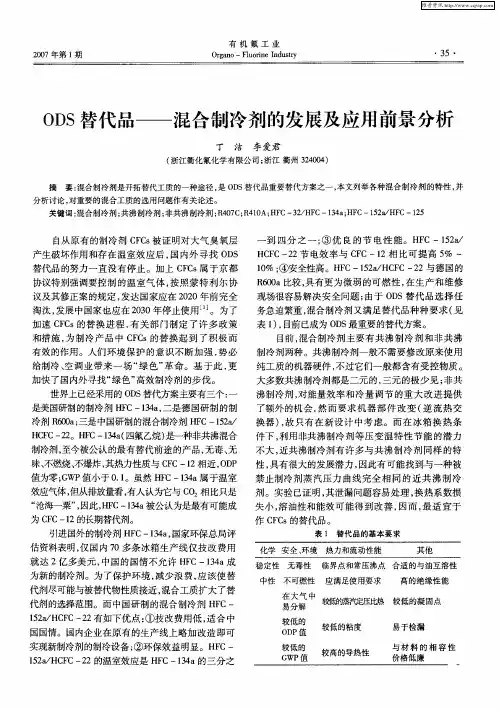 ODS替代品——混合制冷剂的发展及应用前景分析