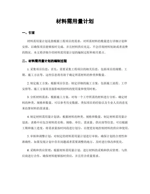 材料需用量计划