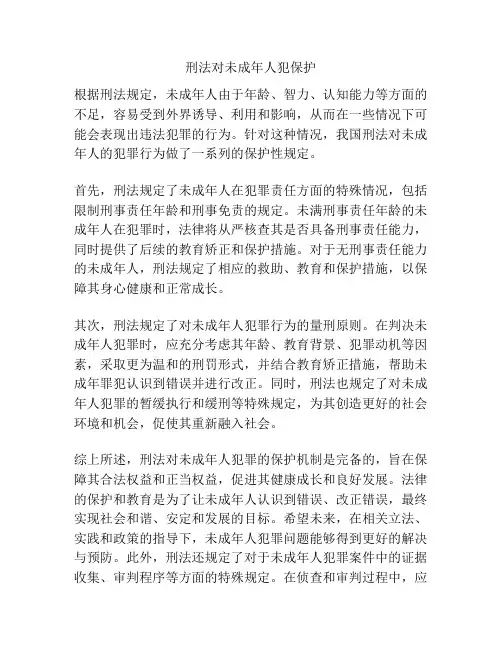 刑法对未成年人犯保护