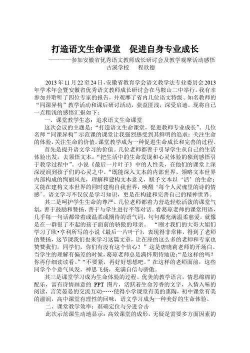马鞍山研讨会学习心得   程欣德