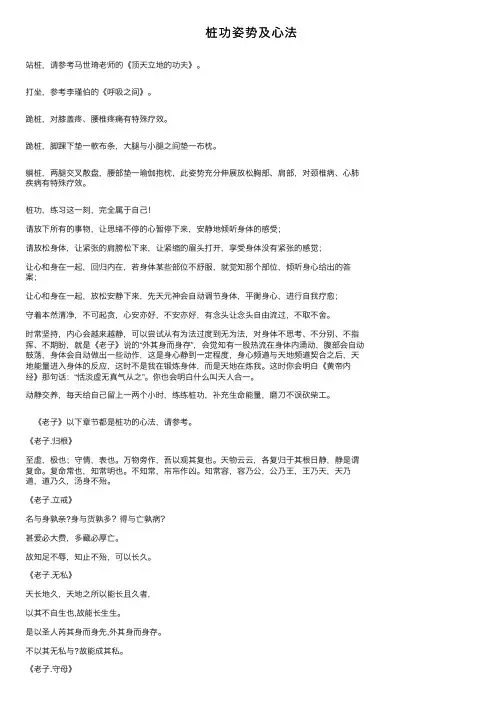 桩功姿势及心法