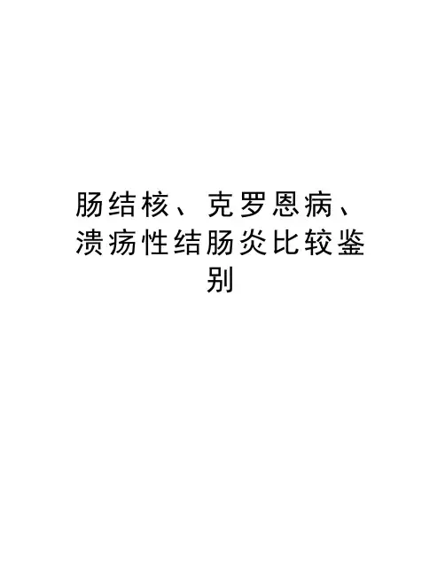 肠结核、克罗恩病、溃疡性结肠炎比较鉴别电子教案