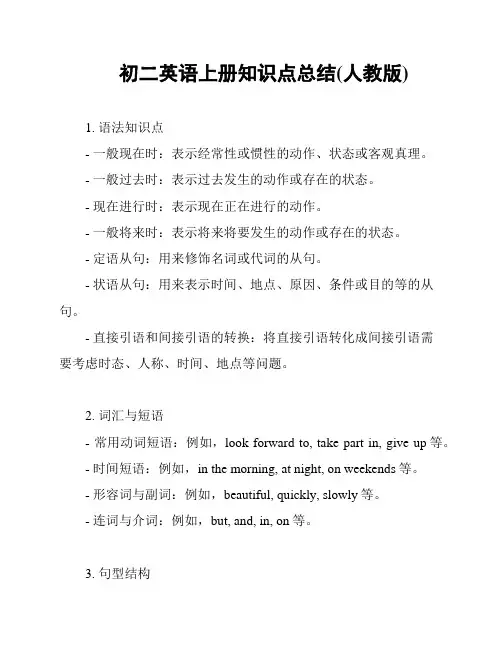 初二英语上册知识点总结(人教版)