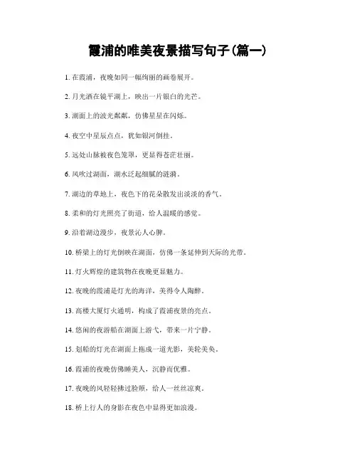 霞浦的唯美夜景描写句子(精选两篇)