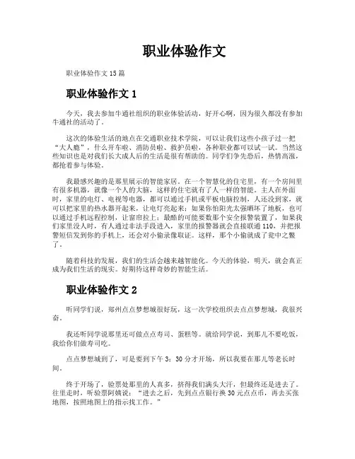 职业体验作文
