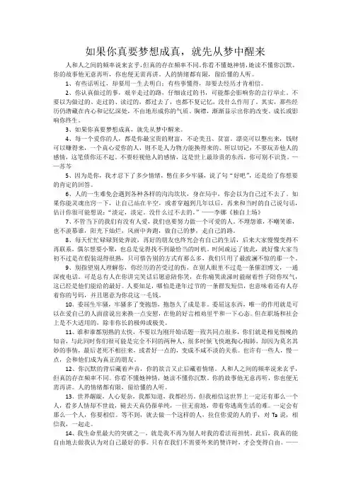 如果你真要梦想成真,就先从梦中醒来