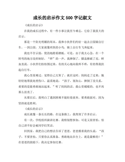 成长的启示作文500字记叙文