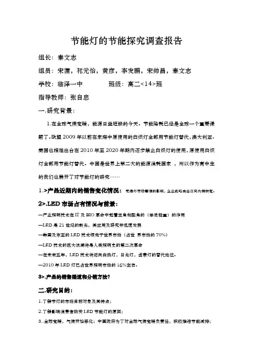 节能灯的节能探究调查报告