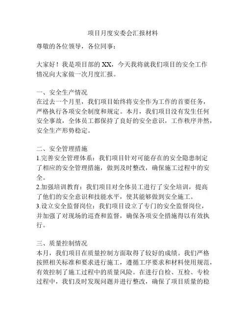 项目月度安委会汇报材料