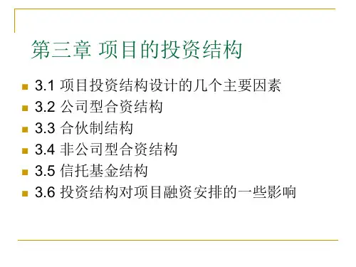 项目融资的投资结构概要