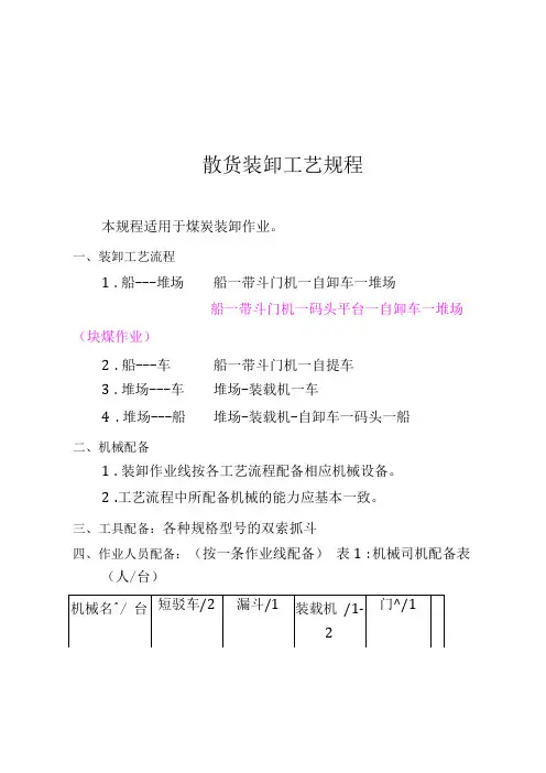 散货装卸工艺规程--煤炭