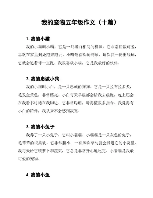 我的宠物五年级作文(十篇)