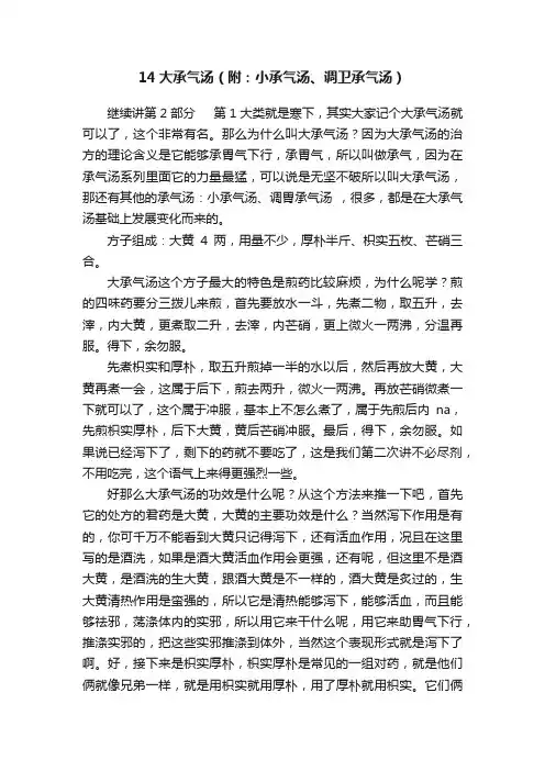 14大承气汤（附：小承气汤、调卫承气汤）