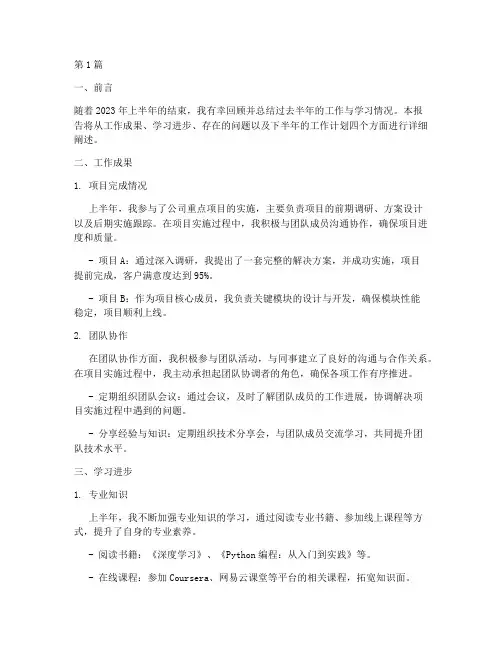 半年度总结报告个人范文(3篇)