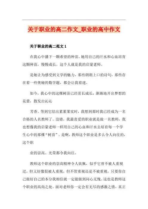 关于职业的高二作文_职业的高中作文
