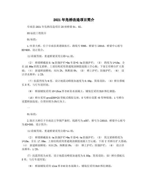 2021年危桥改造项目简介