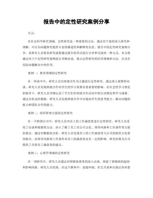 报告中的定性研究案例分享