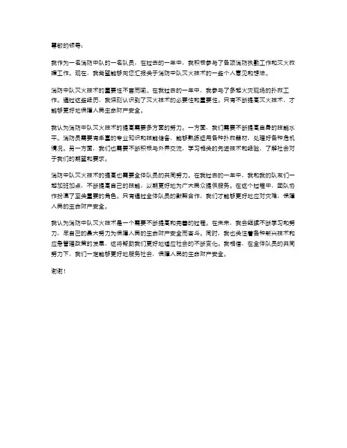 消防中队灭火技术个人述职报告述职报告