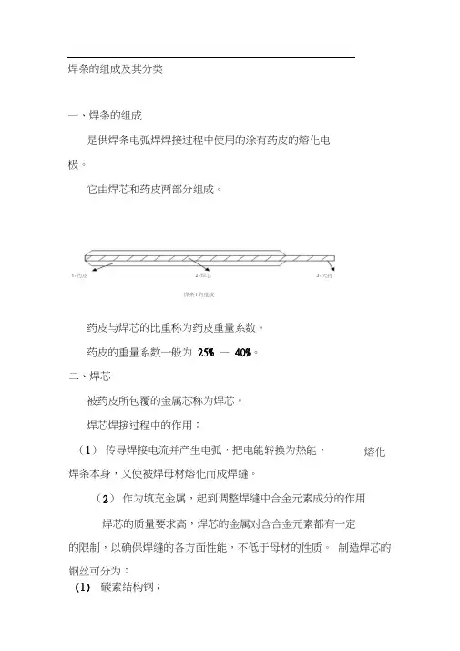 焊条的组成及其分类