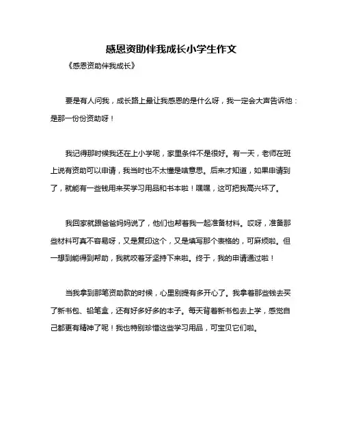 感恩资助伴我成长小学生作文