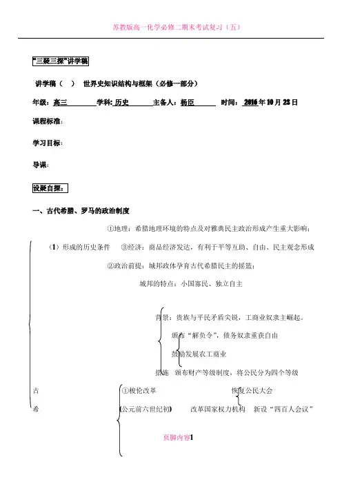 人教版高中历史高考必修一知识结构图