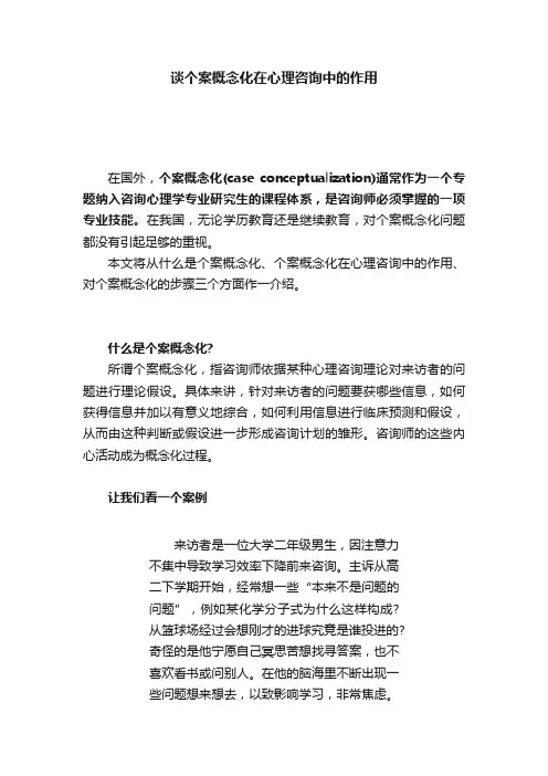 谈个案概念化在心理咨询中的作用