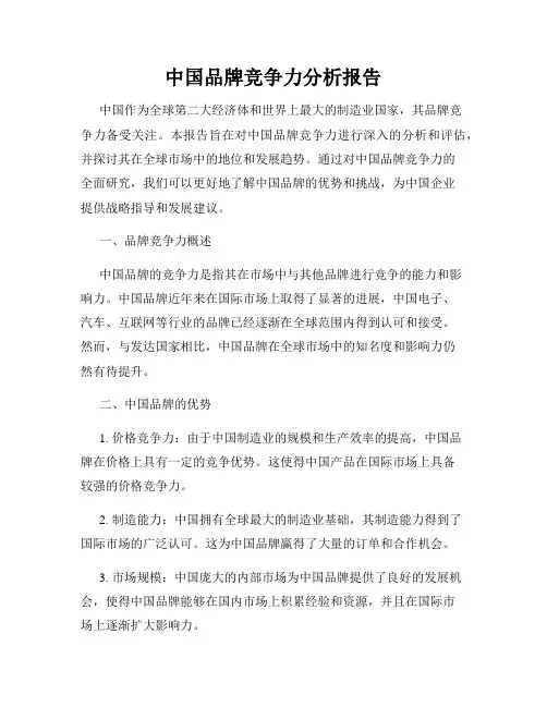 中国品牌竞争力分析报告
