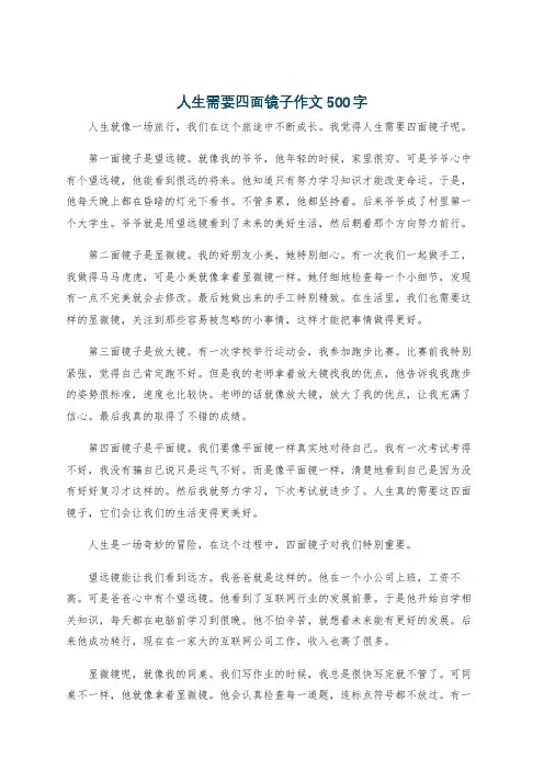 人生需要四面镜子作文500字