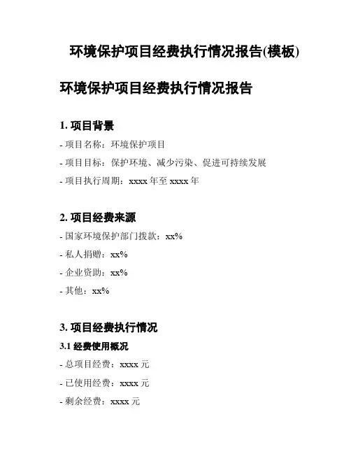 环境保护项目经费执行情况报告(模板)