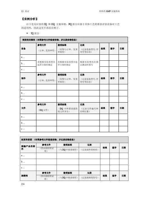 反应釜的IQ 和OQ 方案举例